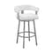 Armen Living Lorin 30" Bar Height Swivel Bar Stool in Silver Finish with White Faux Leather LCLRBASLWH30 - alternate 1